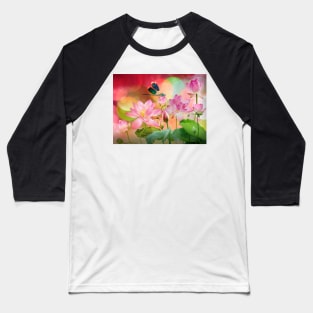 Lotus and Dragonfly in Dreamland Baseball T-Shirt